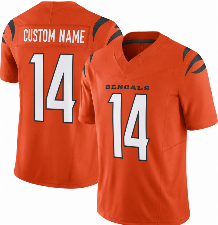 CIN Orange Football Jersey Number 14 Custom Name and Number