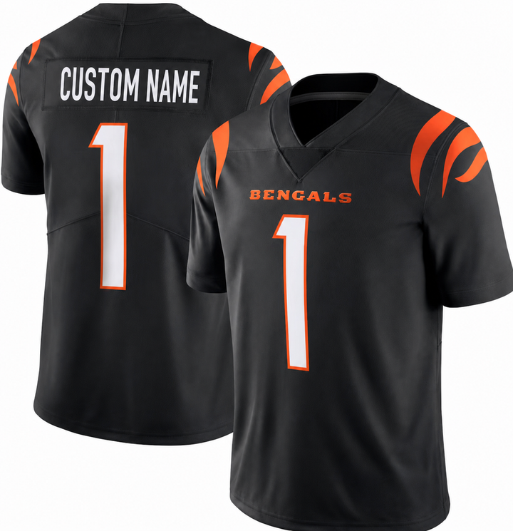 CIN Black Football Jersey Number 1 Custom Name and Number