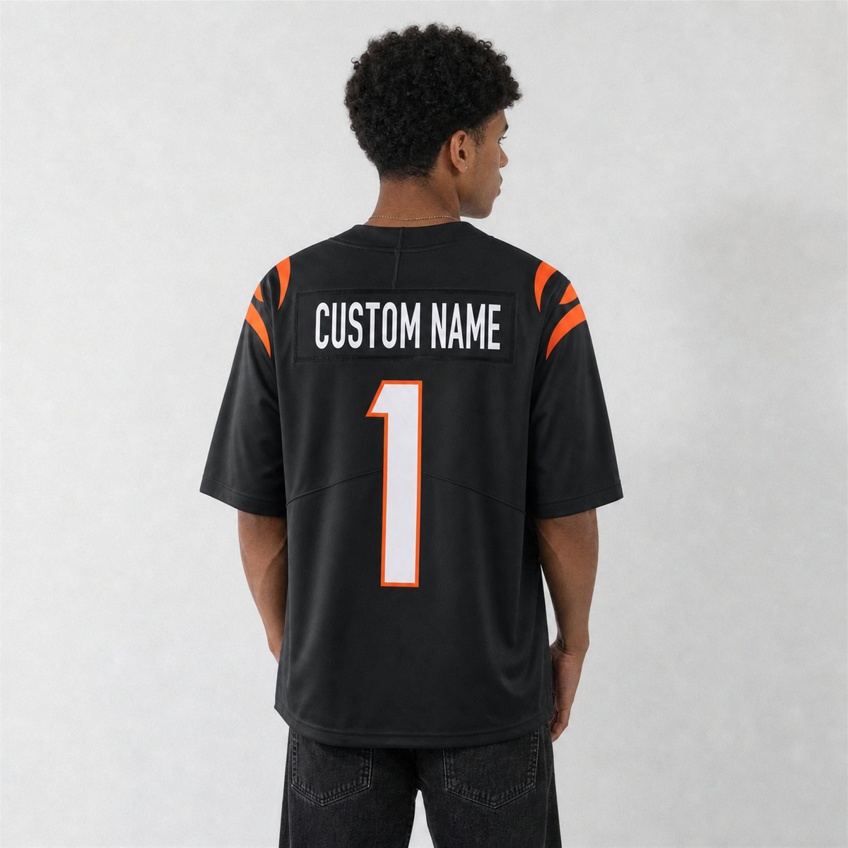 CIN Black Football Jersey Number 1 Custom Name and Number