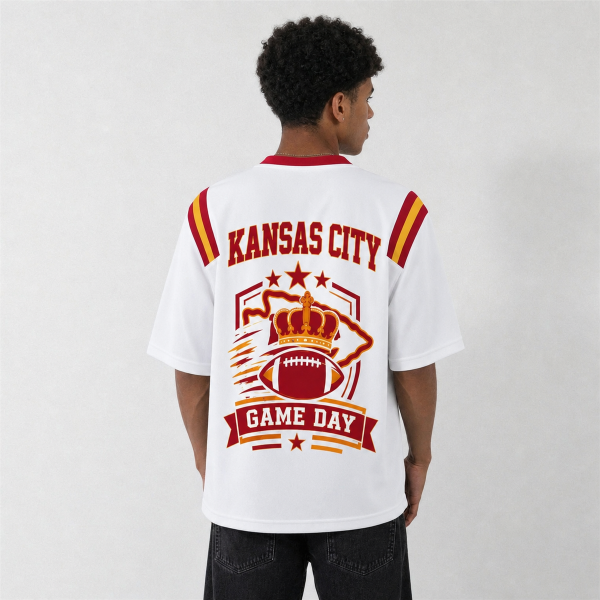 KC White Football Jersey Kansas City Game Day Graphic Shirt