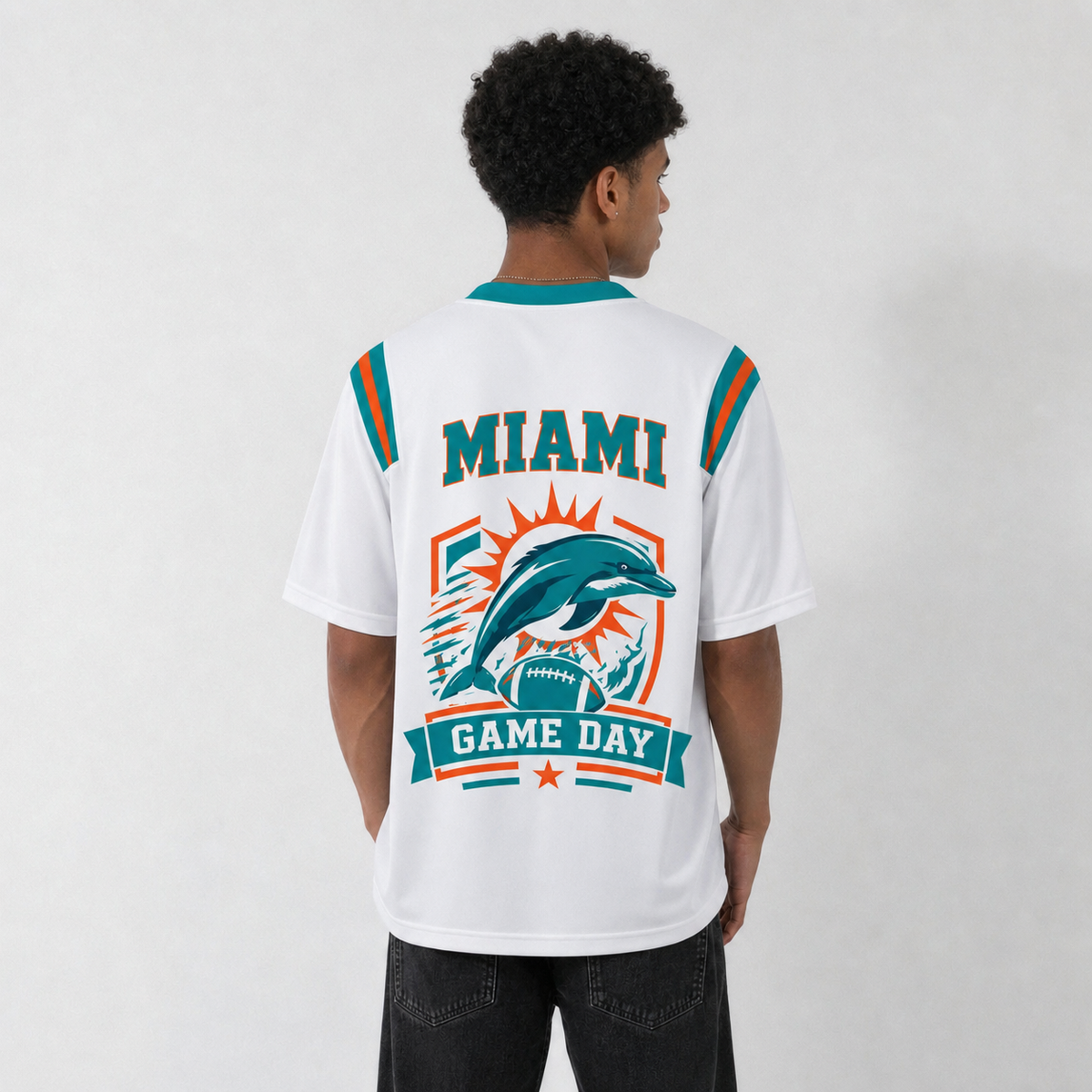 MIA White Football Jersey Miami Game Day Graphic Shirt