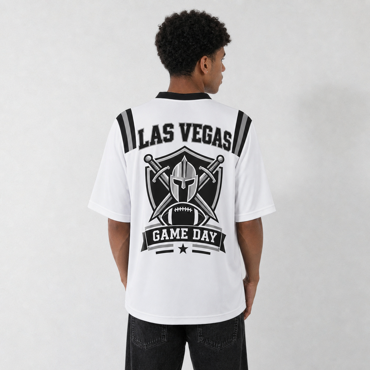 LV White Football Jersey Game Day Graphic Shirt