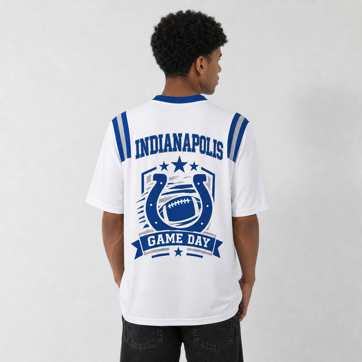 IND White Football Jersey Indianapolis Game Day Graphic Shirt