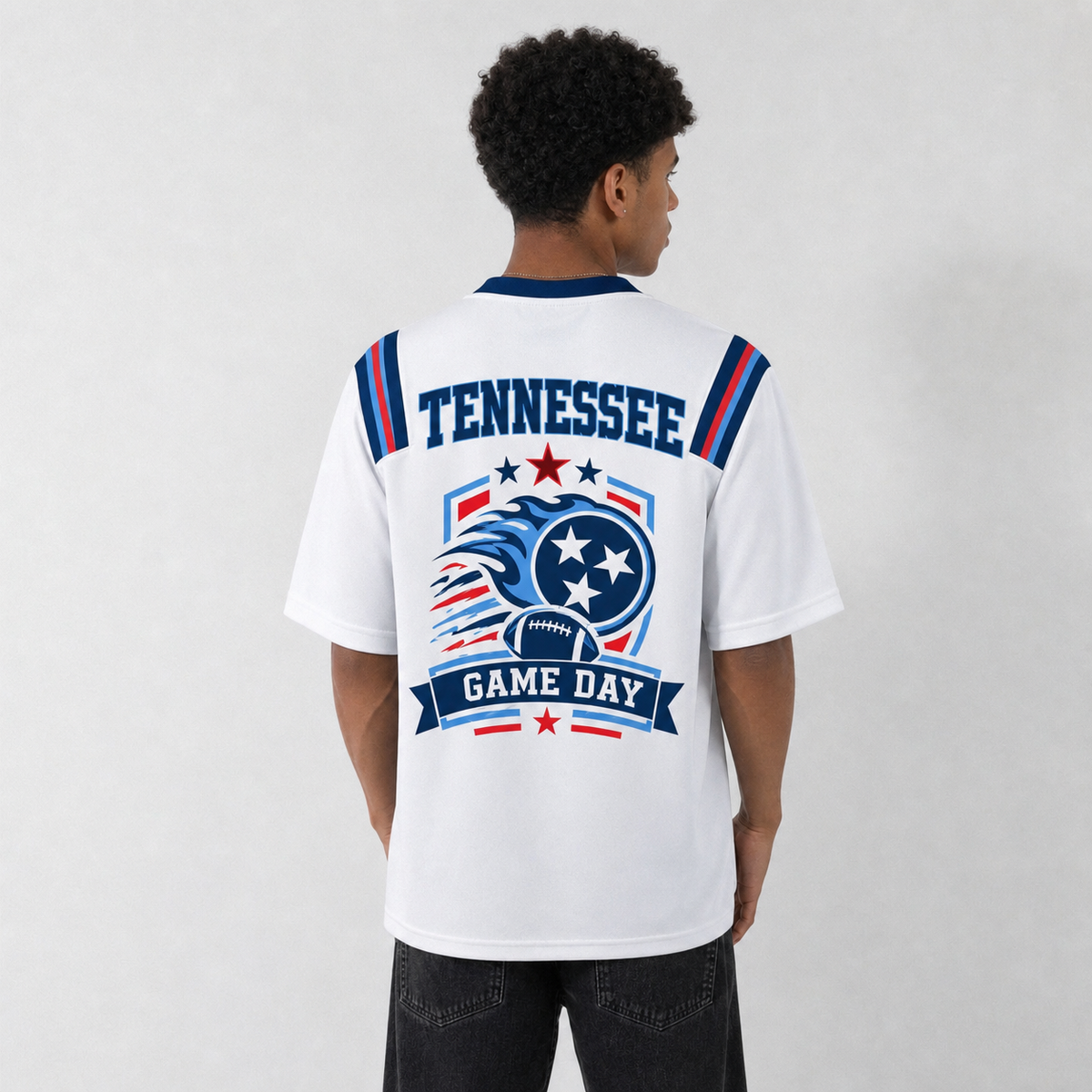 TEN White Football Jersey Tennessee Game Day Graphic Shirt