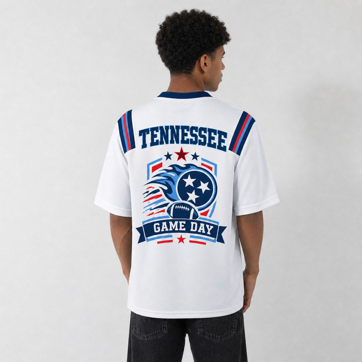 TEN White Football Jersey Tennessee Game Day Graphic Shirt