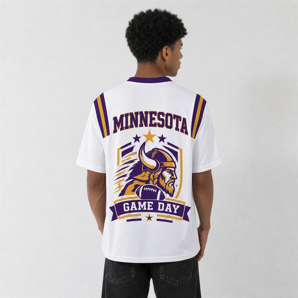 MIN White Football Jersey Minnesota Game Day Graphic Shirt