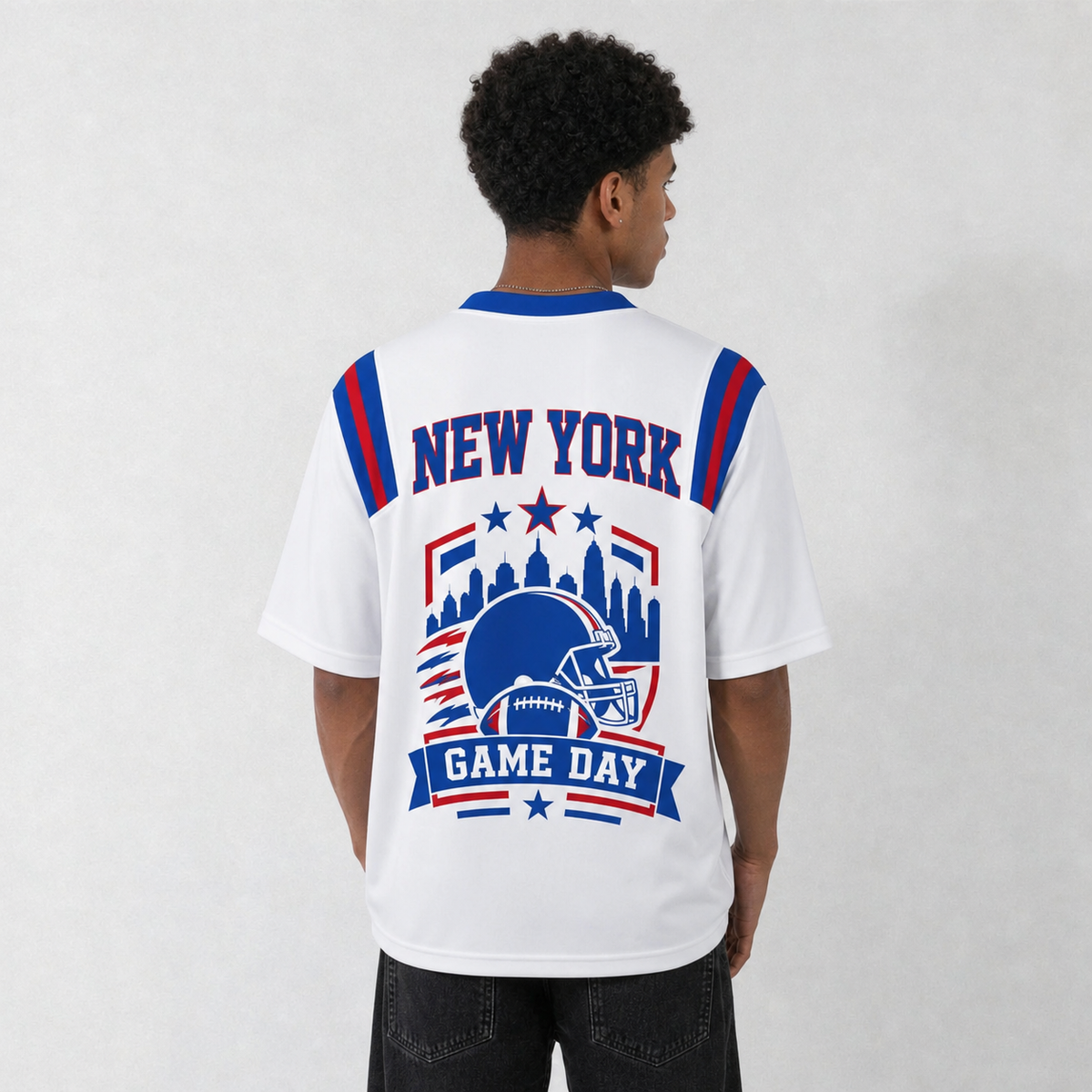 NYG White Football Jersey New York Game Day Graphic Shirt