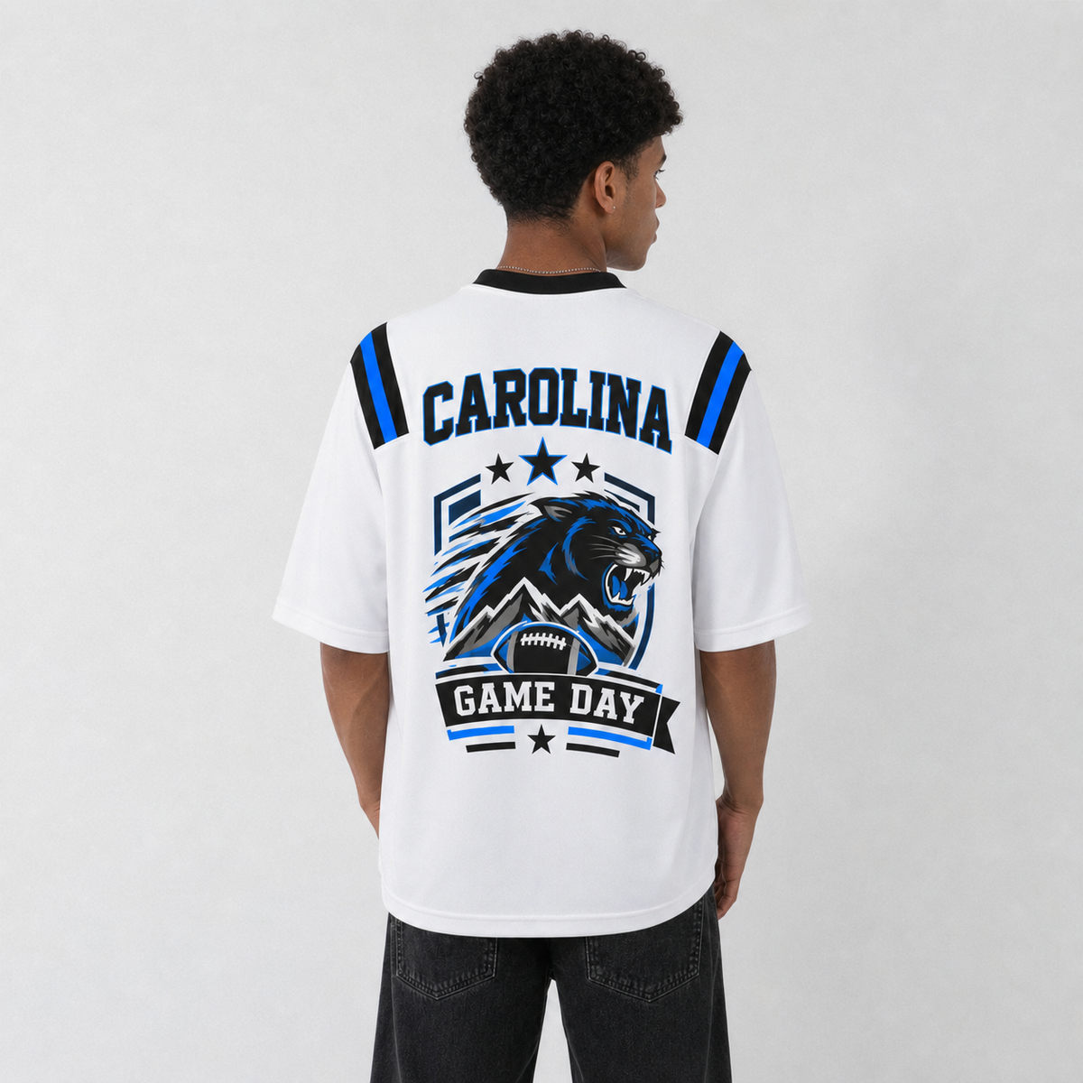 CAR White Football Jersey Carolina Game Day Graphic Shirt