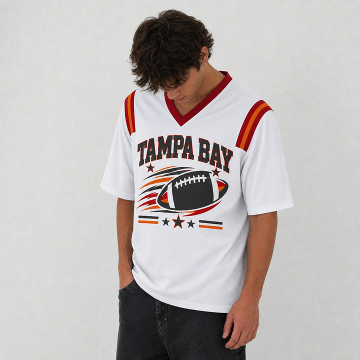 TB White Football Jersey Tampa Bay Game Day Graphic Shirt