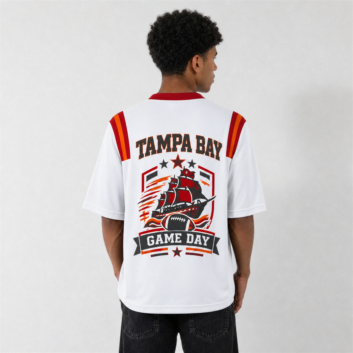 TB White Football Jersey Tampa Bay Game Day Graphic Shirt
