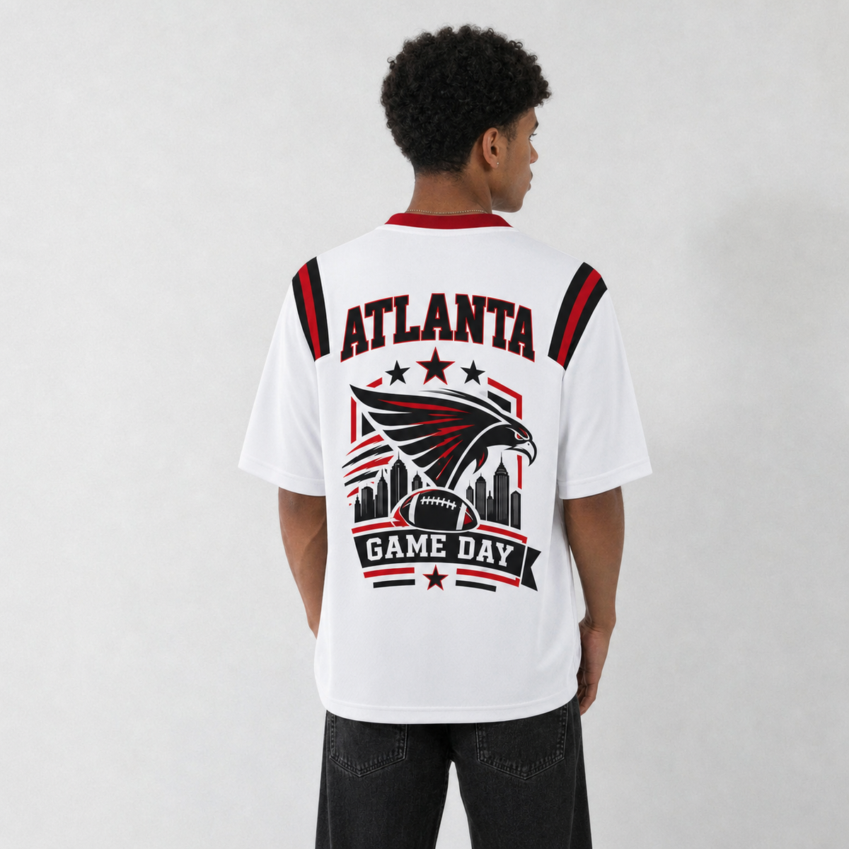 ATL White Football Jersey Game Day Graphic Shirt