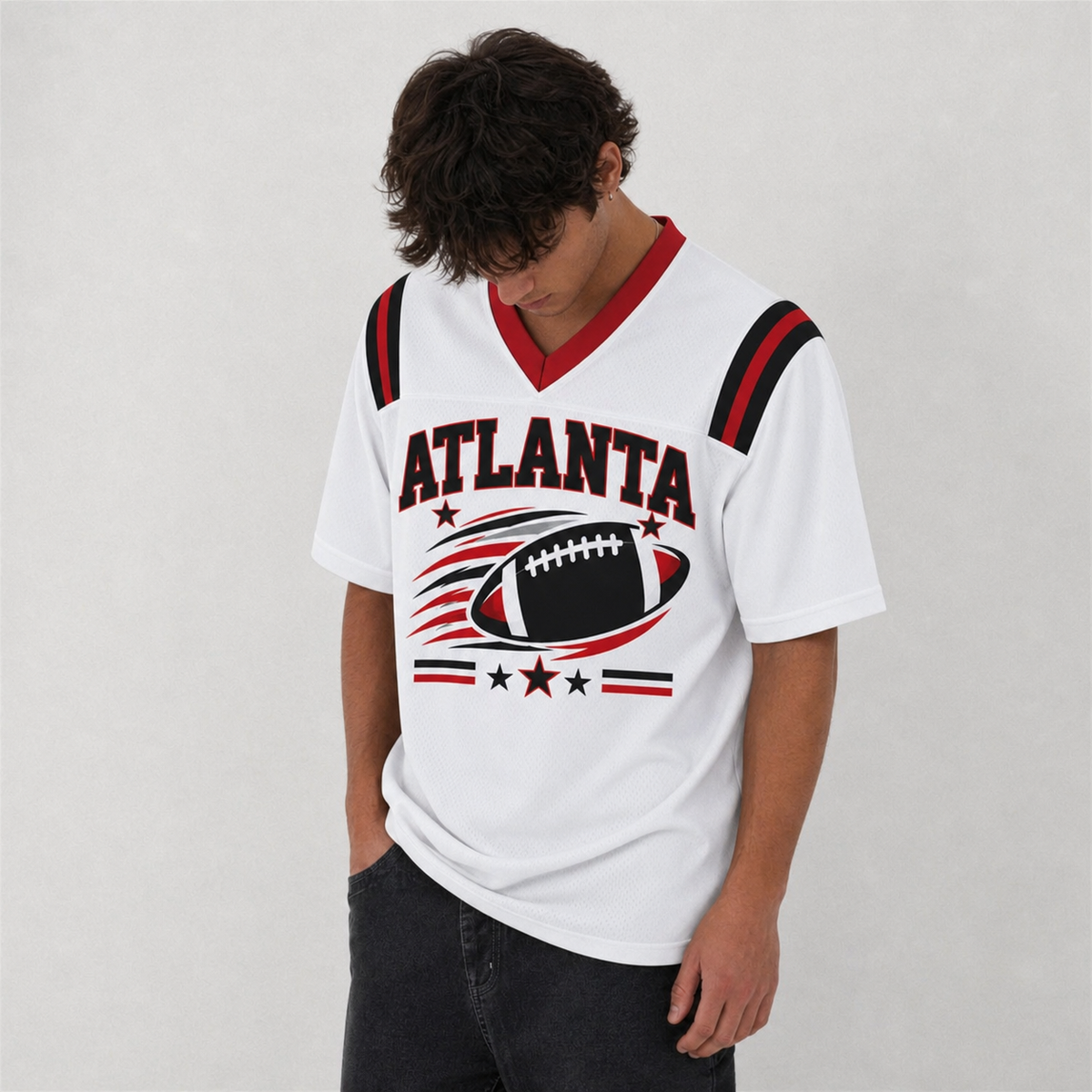 ATL White Football Jersey Game Day Graphic Shirt
