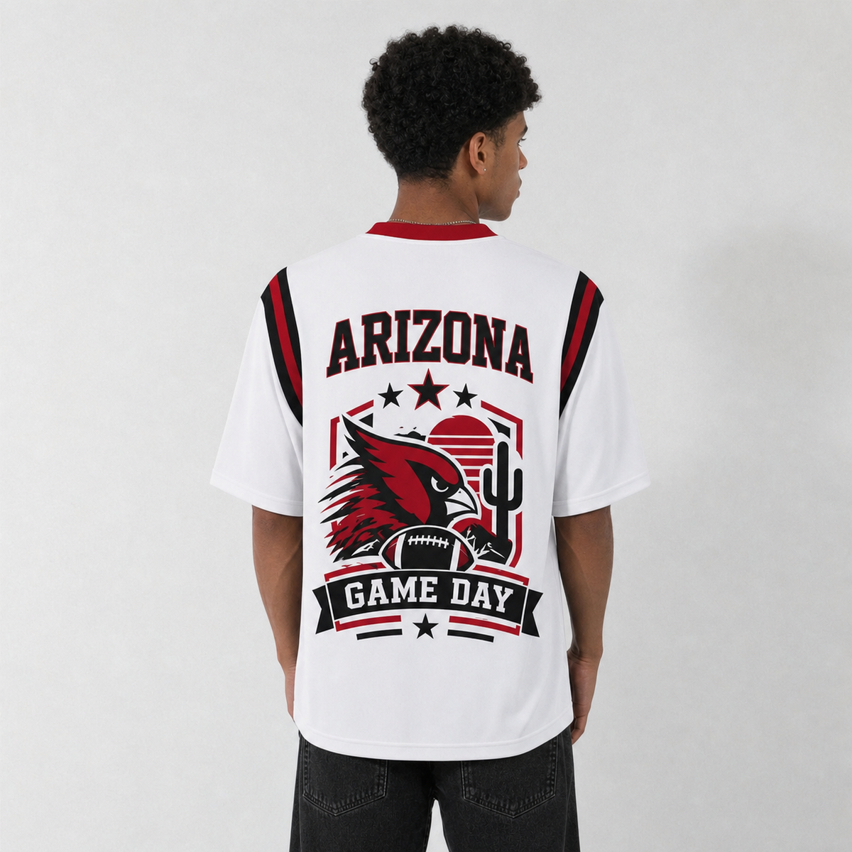 ARI White Football Jersey Arizona Game Day Graphic Shirt