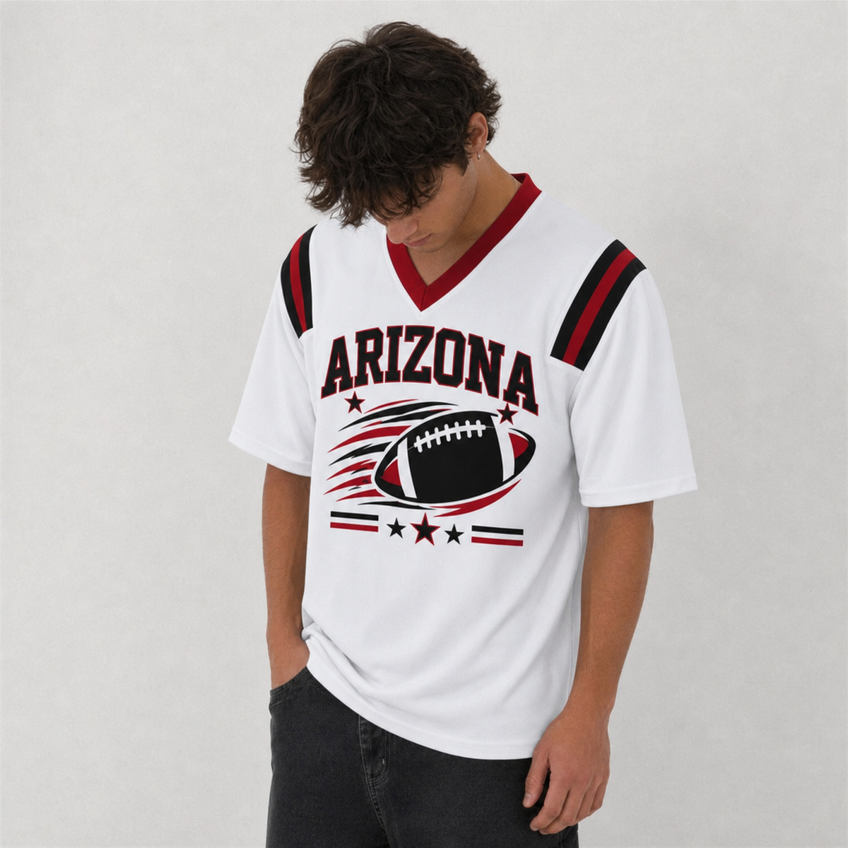 ARI White Football Jersey Arizona Game Day Graphic Shirt