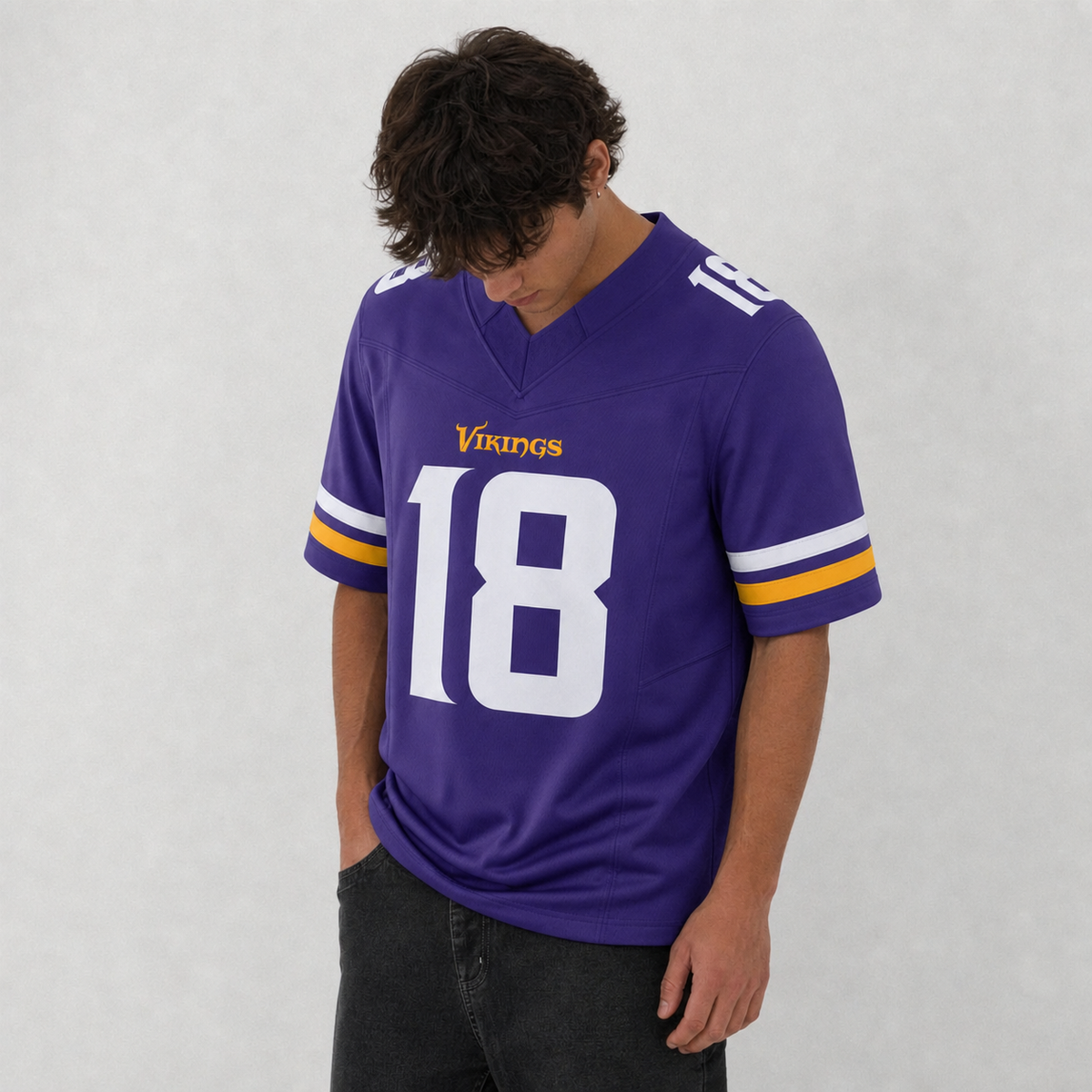MIN Purple Football Jersey Number 18 Custom Name and Number