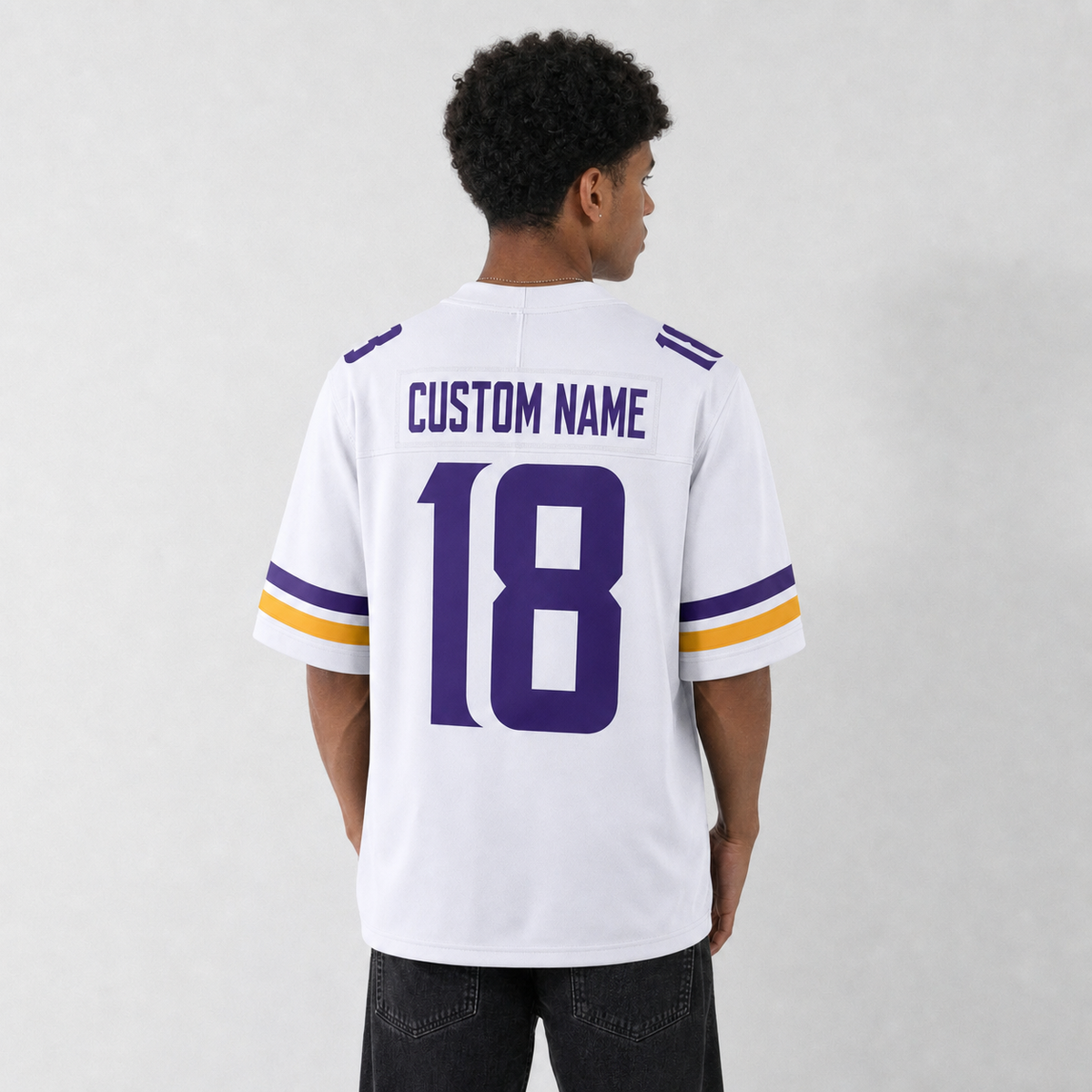 MIN White Football Jersey Number 18 Custom Name and Number