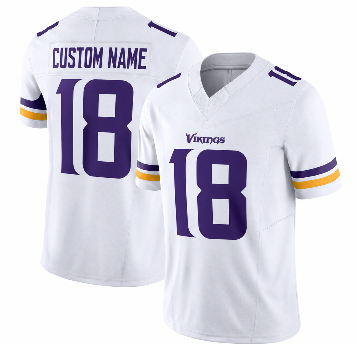 MIN White Football Jersey Number 18 Custom Name and Number