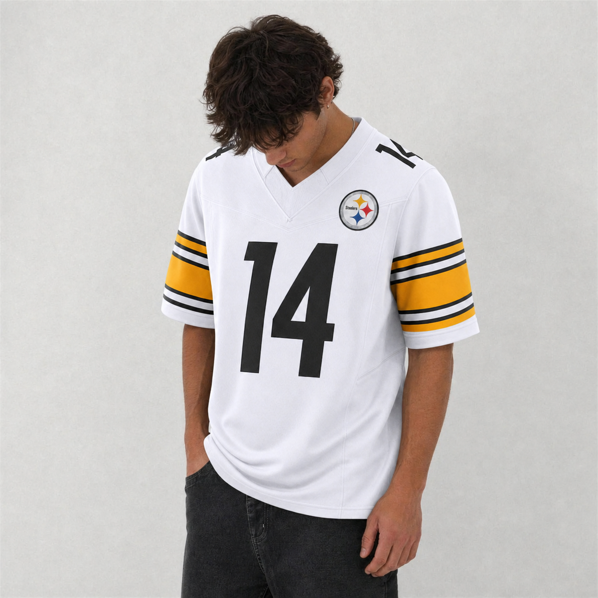 PIT White Football Jersey Number 14 Custom Name and Number