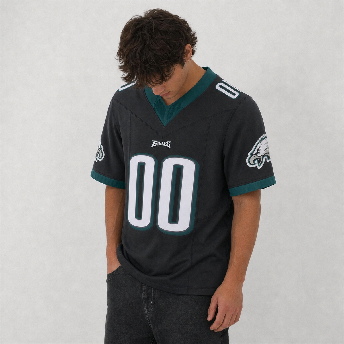PHI Black Football Jersey Number 00 Custom Name and Number