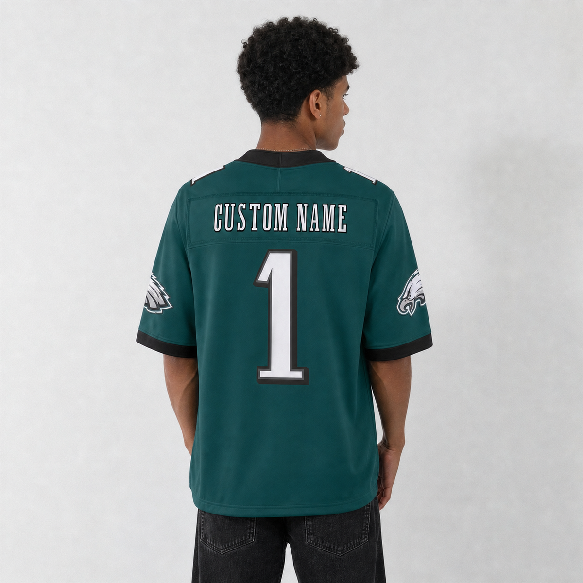 PHI Green Football Jersey Number 1 Custom Name and Number