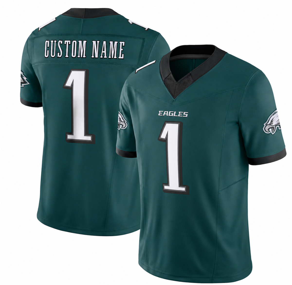 PHI Green Football Jersey Number 1 Custom Name and Number