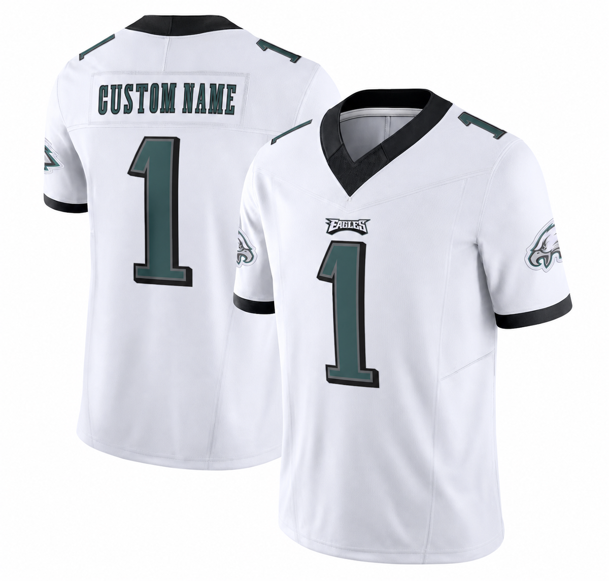 PHI White Football Jersey Number 1 Custom Name and Number