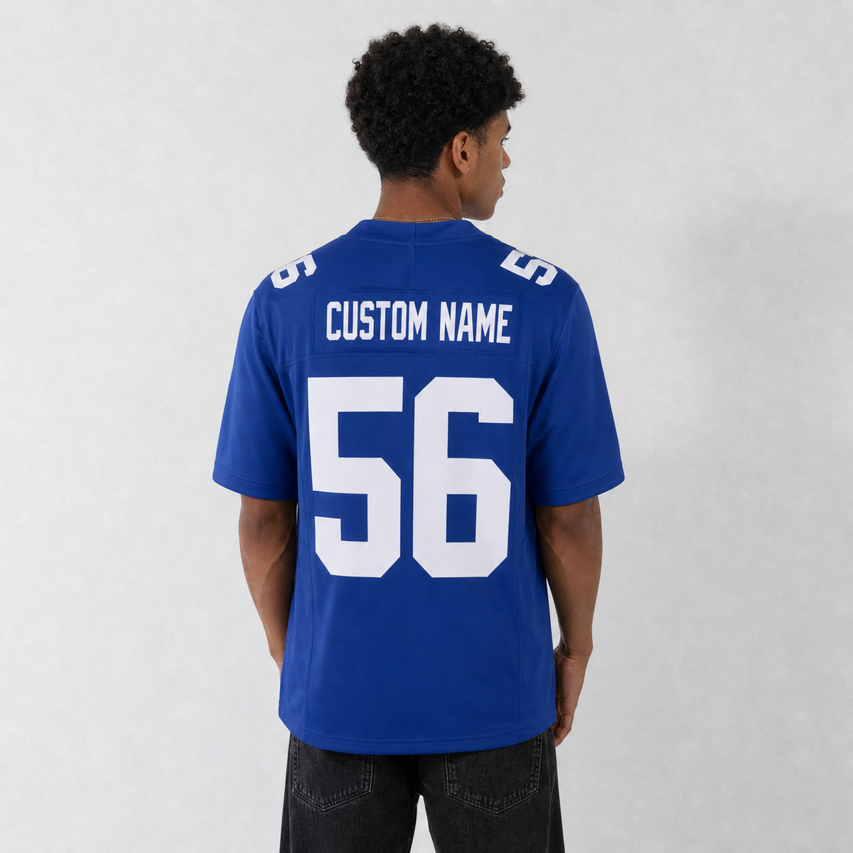 NYG Blue Football Jersey Number 56 Custom Name and Number