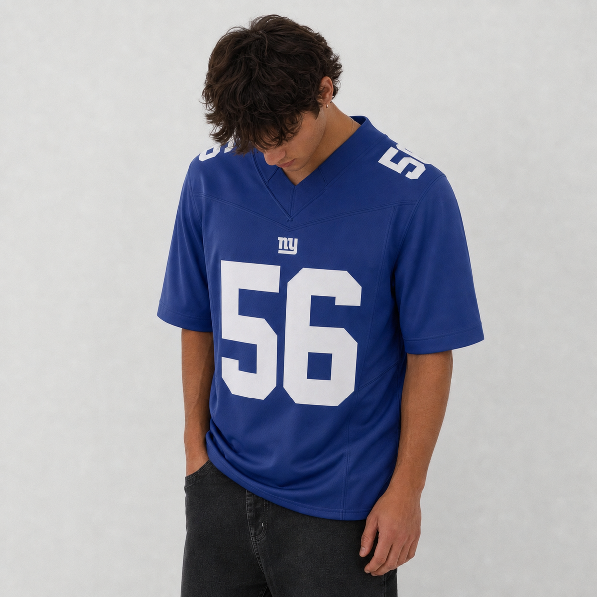 NYG Blue Football Jersey Number 56 Custom Name and Number