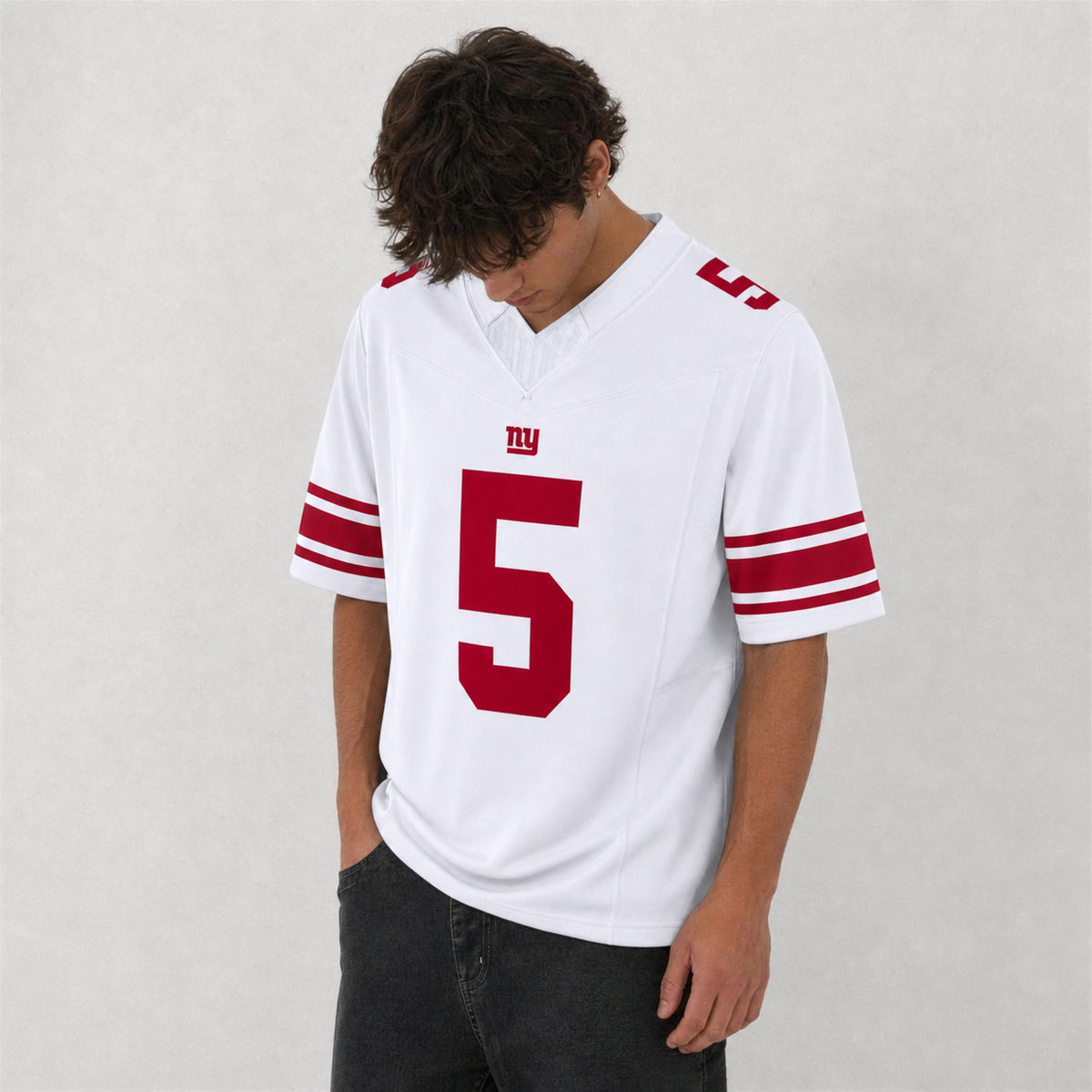NYG White Football Jersey Number 5 Custom Name and Number