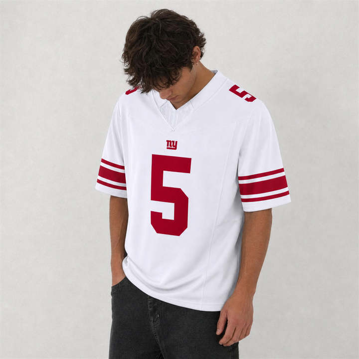 NYG White Football Jersey Number 5 Custom Name and Number