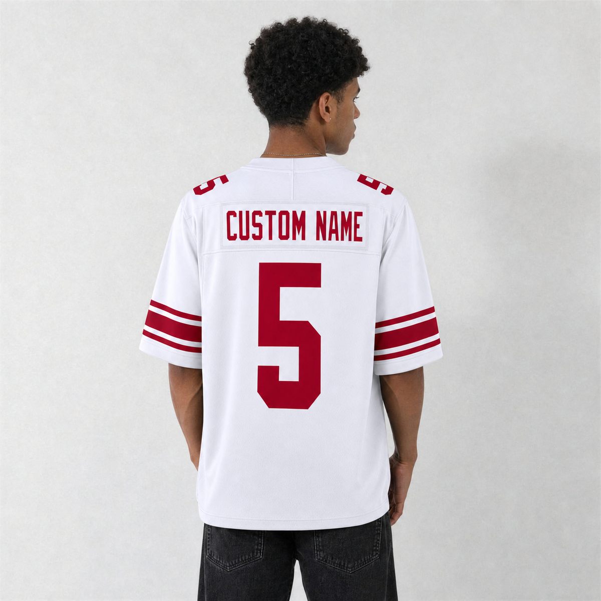 NYG White Football Jersey Number 5 Custom Name and Number