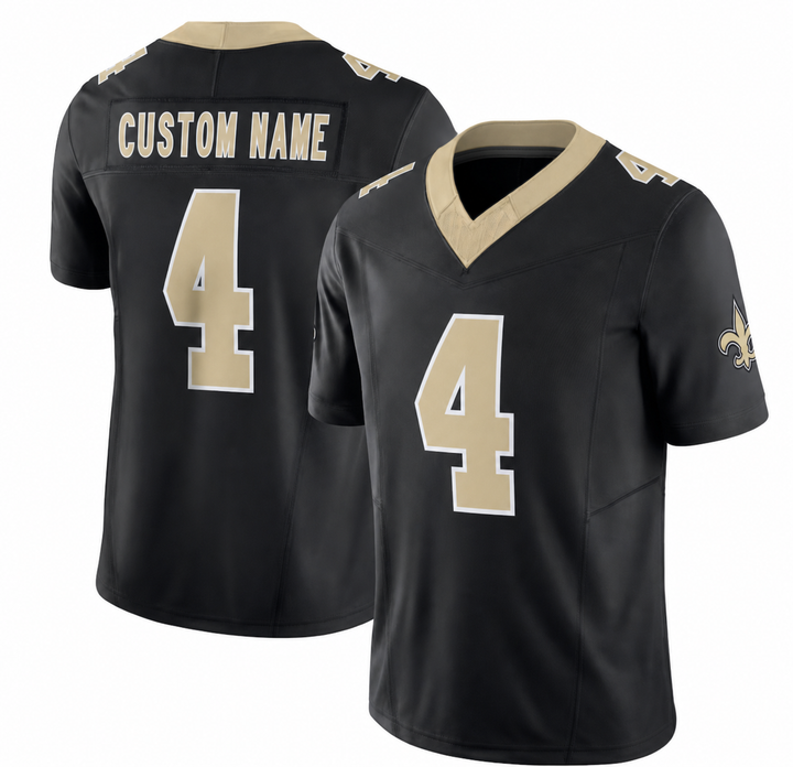 NO Black Football Jersey Number 4 Custom Name and Number