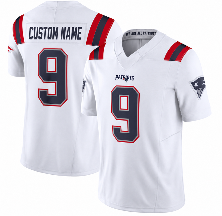 NE White Football Jersey Number 9 Custom Name and Number