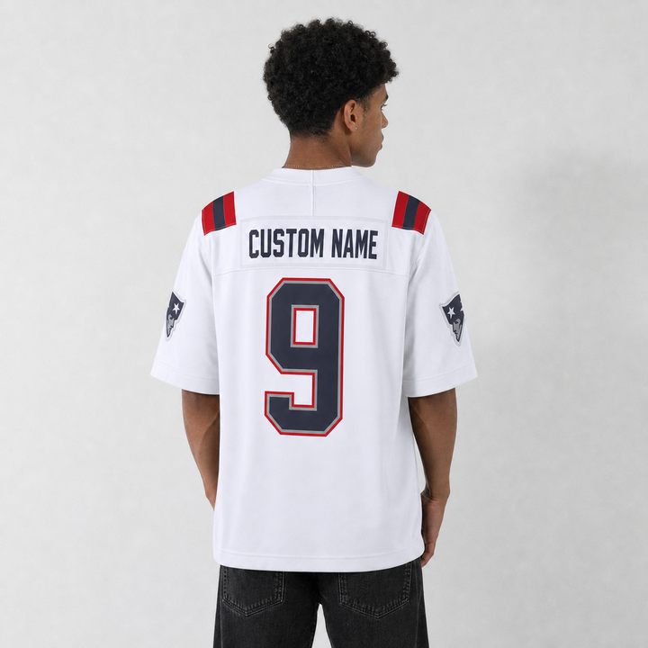 NE White Football Jersey Number 9 Custom Name and Number