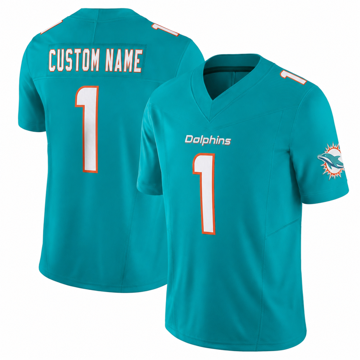 MIA Aqua Football Jersey Number 1 Custom Name and Number