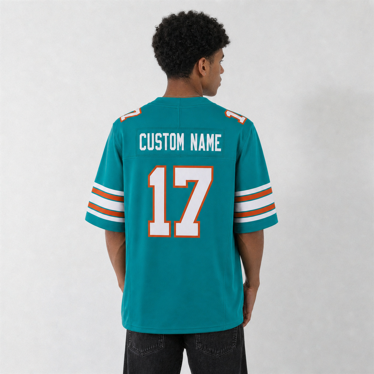 MIA Aqua Football Jersey Number 17 Custom Name and Number