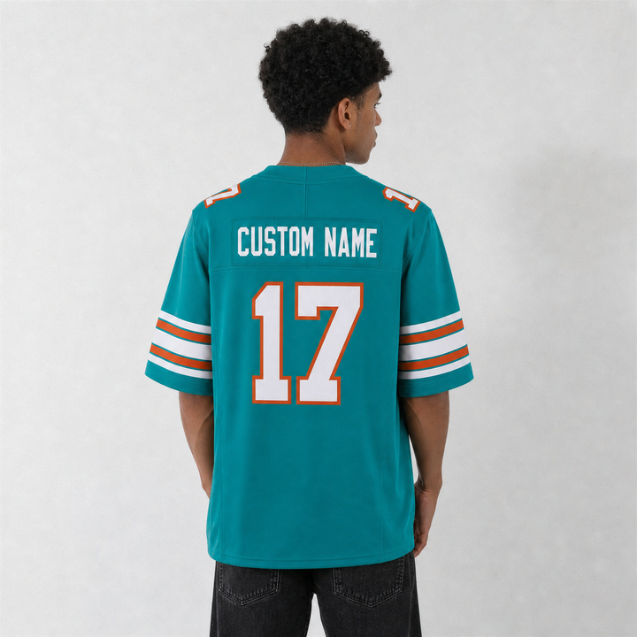 MIA Aqua Football Jersey Number 17 Custom Name and Number