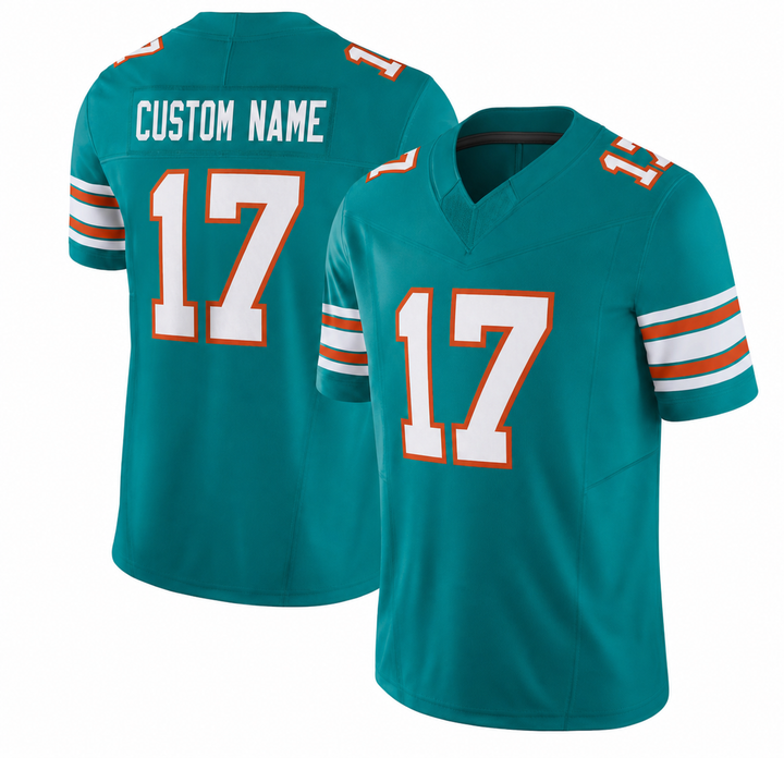 MIA Aqua Football Jersey Number 17 Custom Name and Number