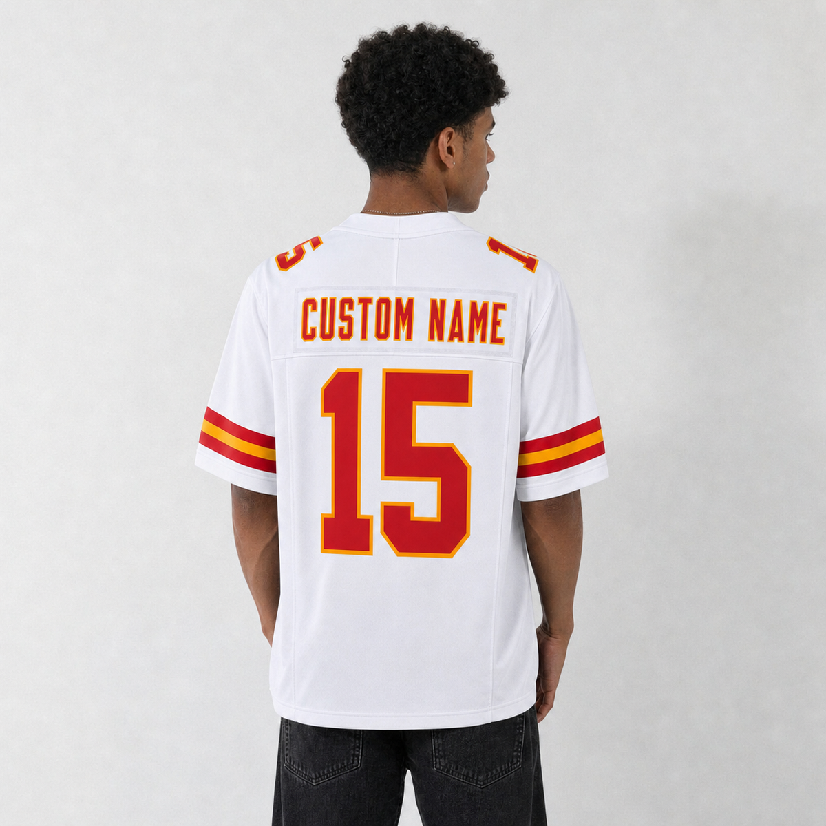 KC White Football Jersey Number 15 Custom Name and Number