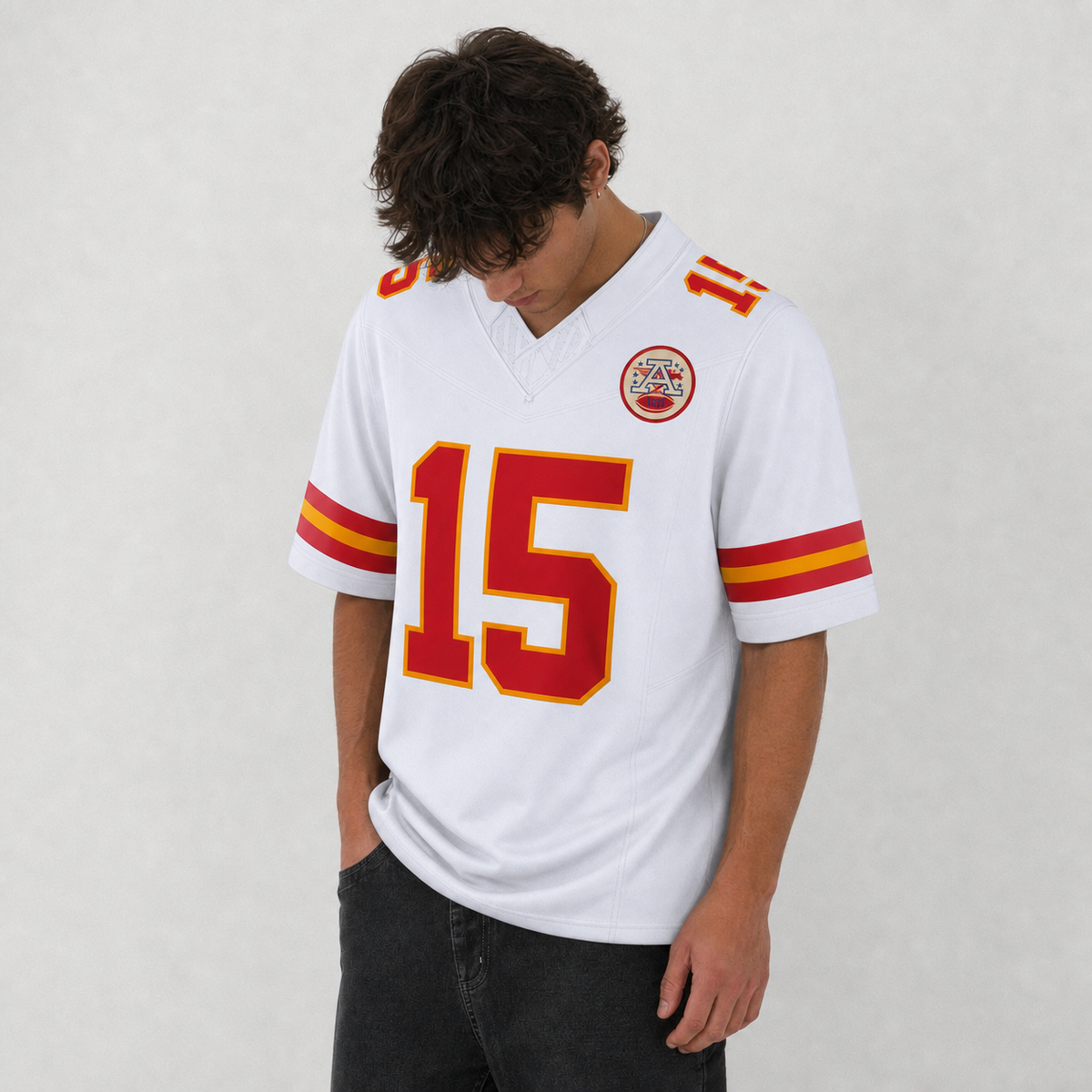 KC White Football Jersey Number 15 Custom Name and Number