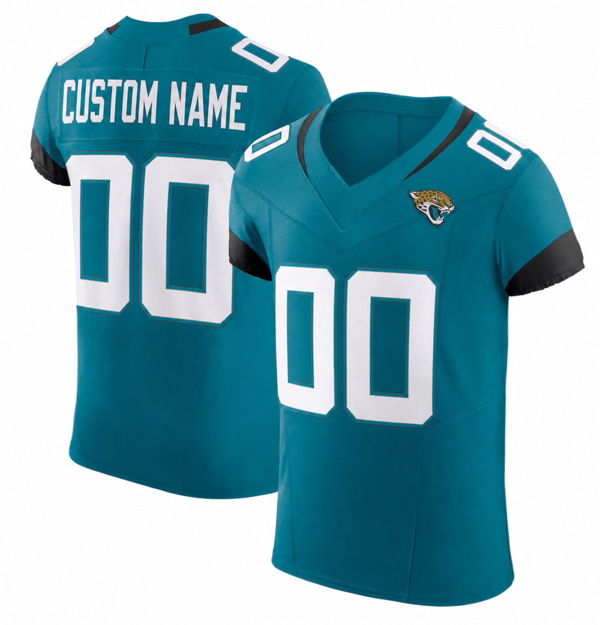 JAX Teal Football Jersey Number 00 Custom Name and Number