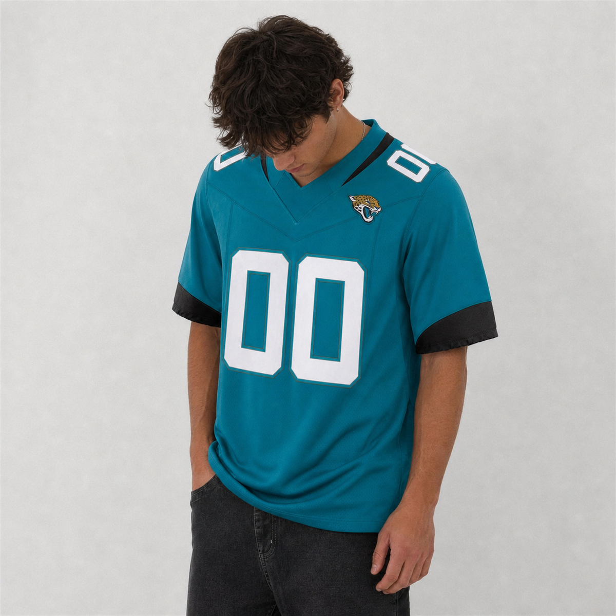 JAX Teal Football Jersey Number 00 Custom Name and Number
