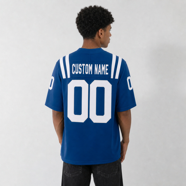 IND Blue Football Jersey Number 00 Custom Name and Number
