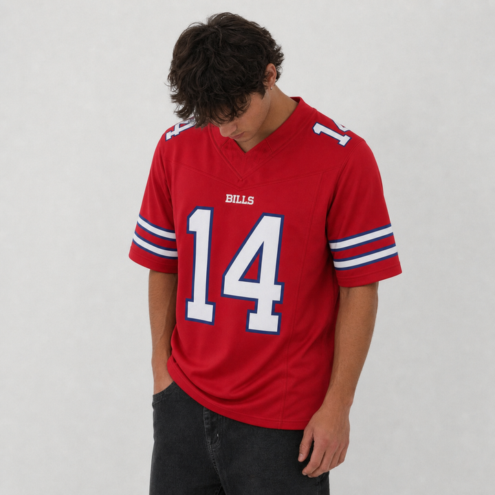 BUF Red Football Jersey Number 14 Custom Name and Number