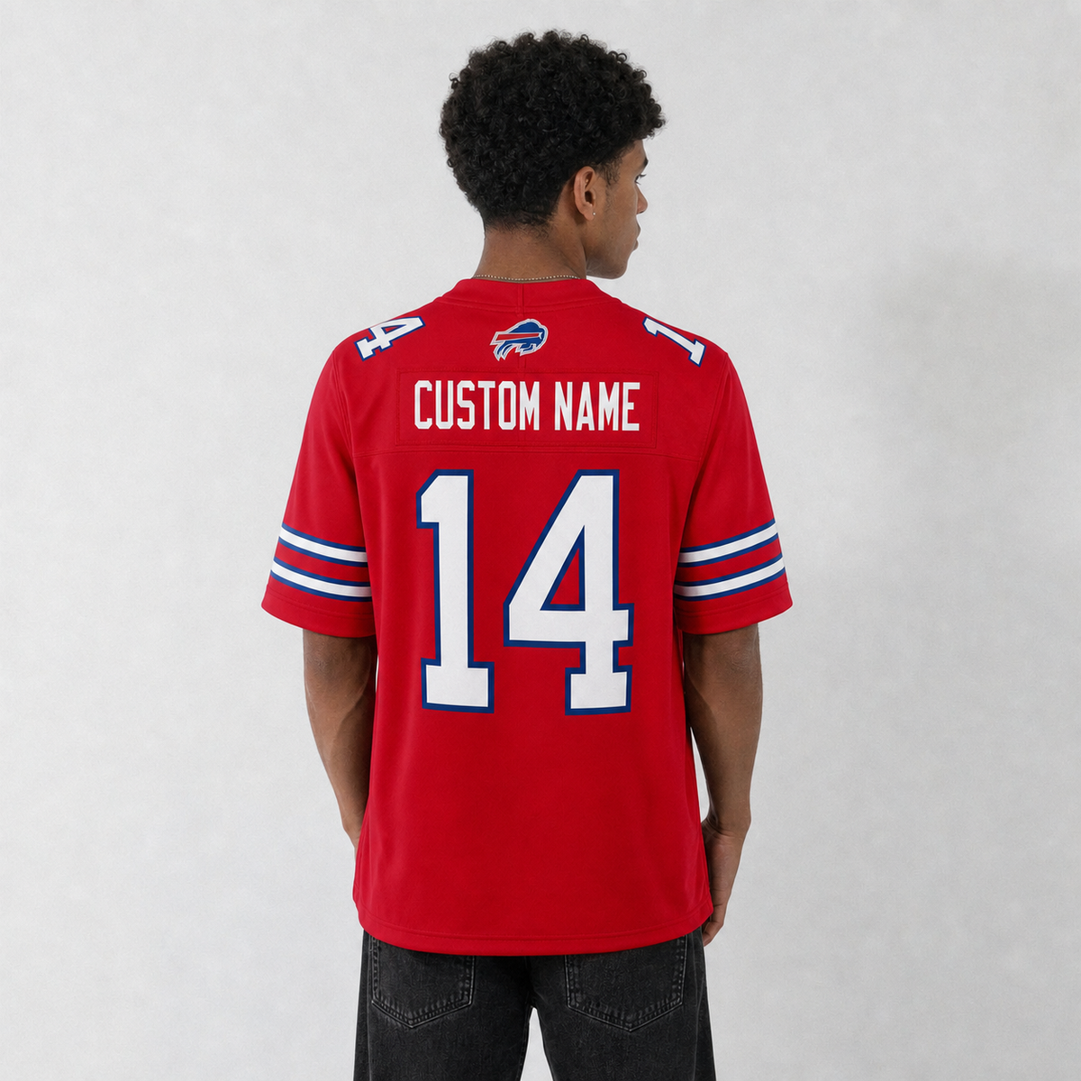 BUF Red Football Jersey Number 14 Custom Name and Number