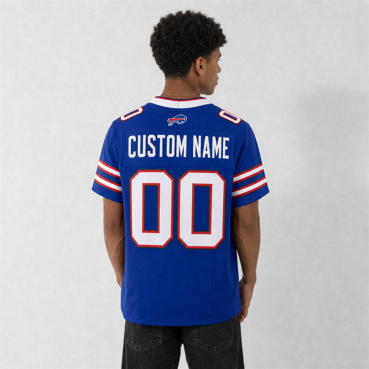 BUF Blue Football Jersey Number 00 Custom Name and Number