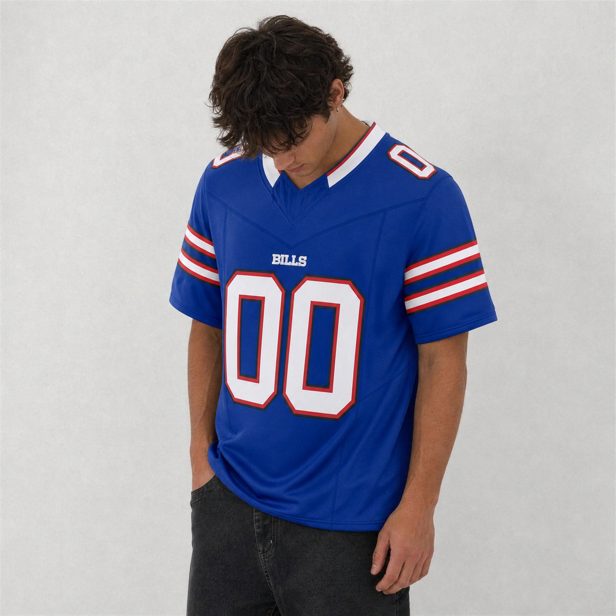 BUF Blue Football Jersey Number 00 Custom Name and Number