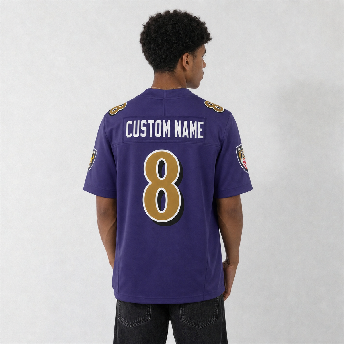BAL Purple Football Jersey Number 8 Custom Name and Number