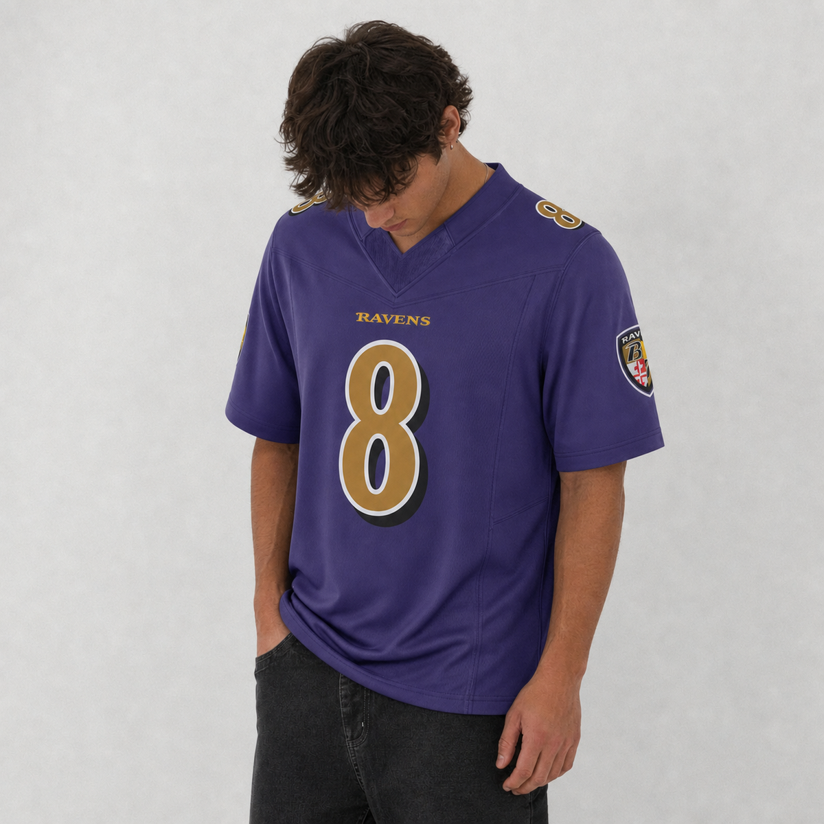 BAL Purple Football Jersey Number 8 Custom Name and Number