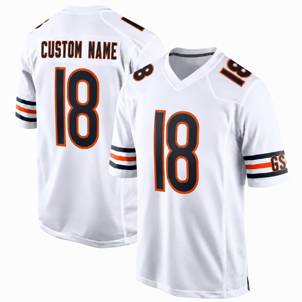 CHI White Football Jersey Williams Number 18 Custom Name and Number